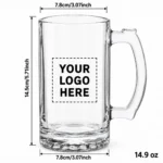 Personalized Beer Mug – 14.9 oz dimensions guide