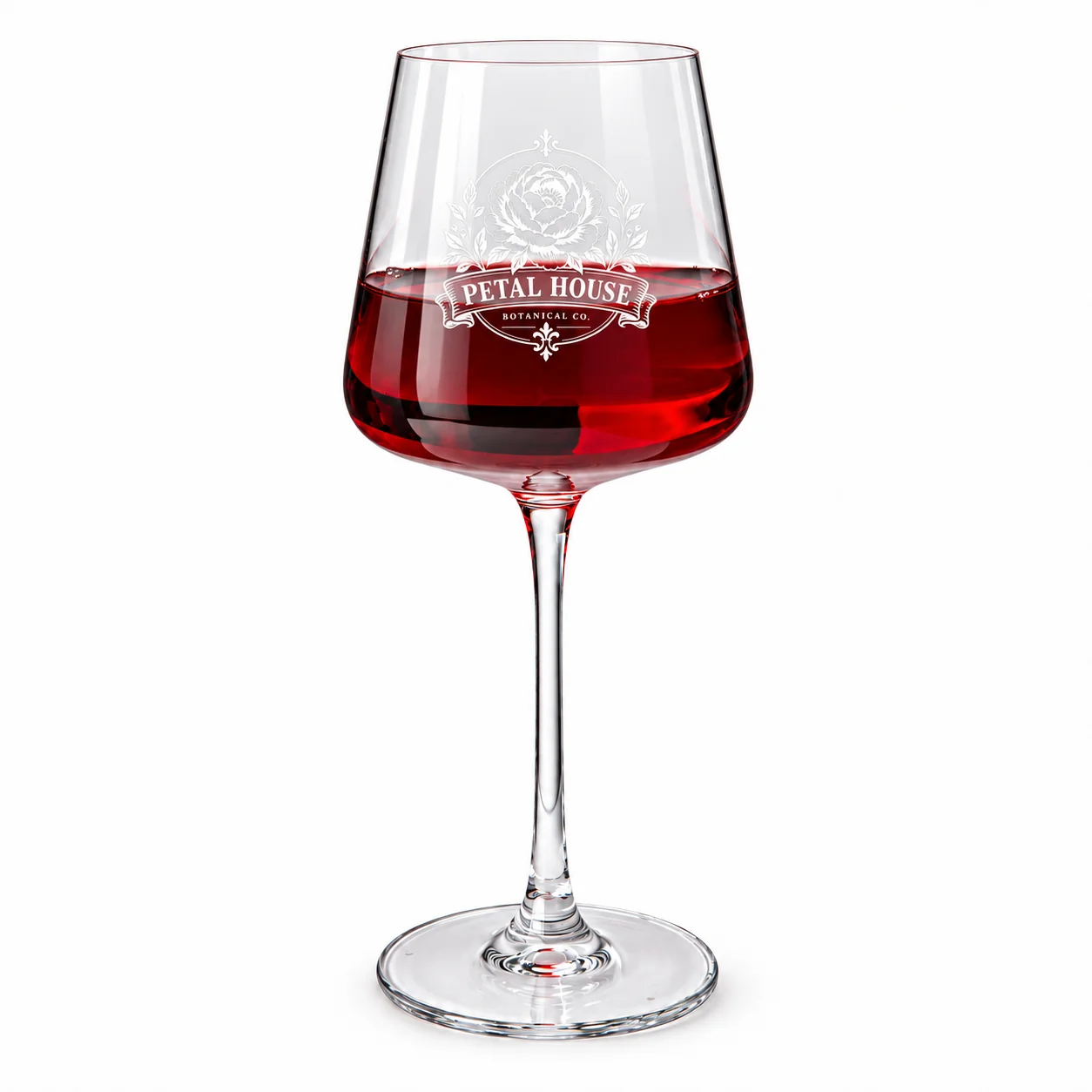 Personalized Burgundy Wine Glass – 17.4 oz with example custom logo