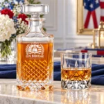 Personalized Diamond Cut Whiskey Decanter Set – 25 oz / 10.4 oz product view 7