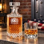 Personalized Diamond Cut Whiskey Decanter Set – 25 oz / 10.4 oz product view 8