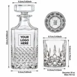 Personalized Diamond Cut Whiskey Decanter Set – 25 oz / 10.4 oz dimensions guide