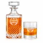 Personalized Diamond Cut Whiskey Decanter Set – 25 oz / 12.7 oz product view 1
