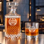 Personalized Diamond Cut Whiskey Decanter Set – 25 oz / 12.7 oz product view 5