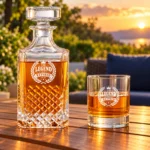 Personalized Diamond Cut Whiskey Decanter Set – 25 oz / 12.7 oz product view 6