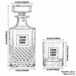 Personalized Diamond Cut Whiskey Decanter Set – 25 oz / 12.7 oz dimensions guide