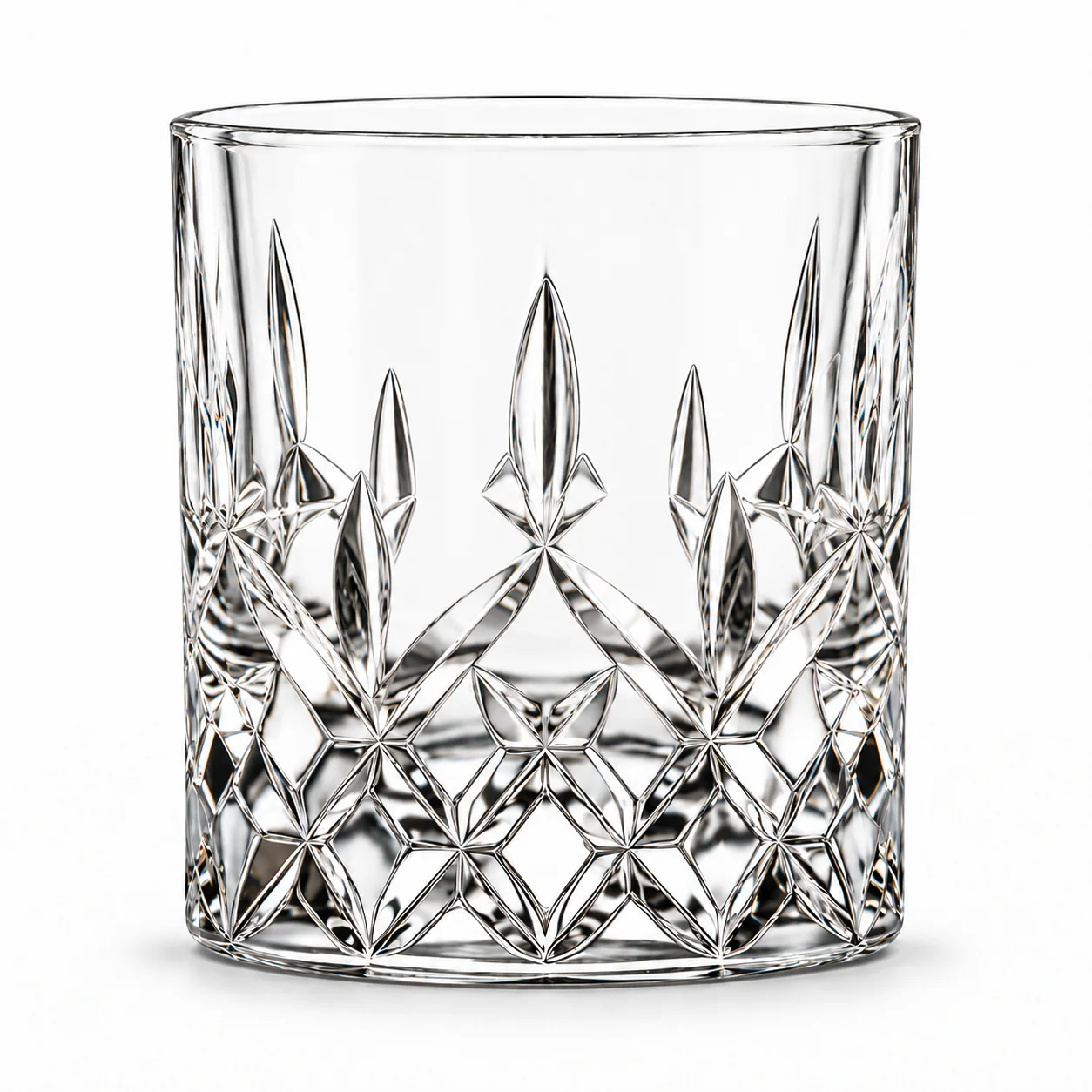 Undecorated clear Diamond Cut Whiskey Glass – 10.4 oz