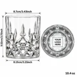 Personalized Diamond Cut Whiskey Glass – 10.4 oz dimensions guide