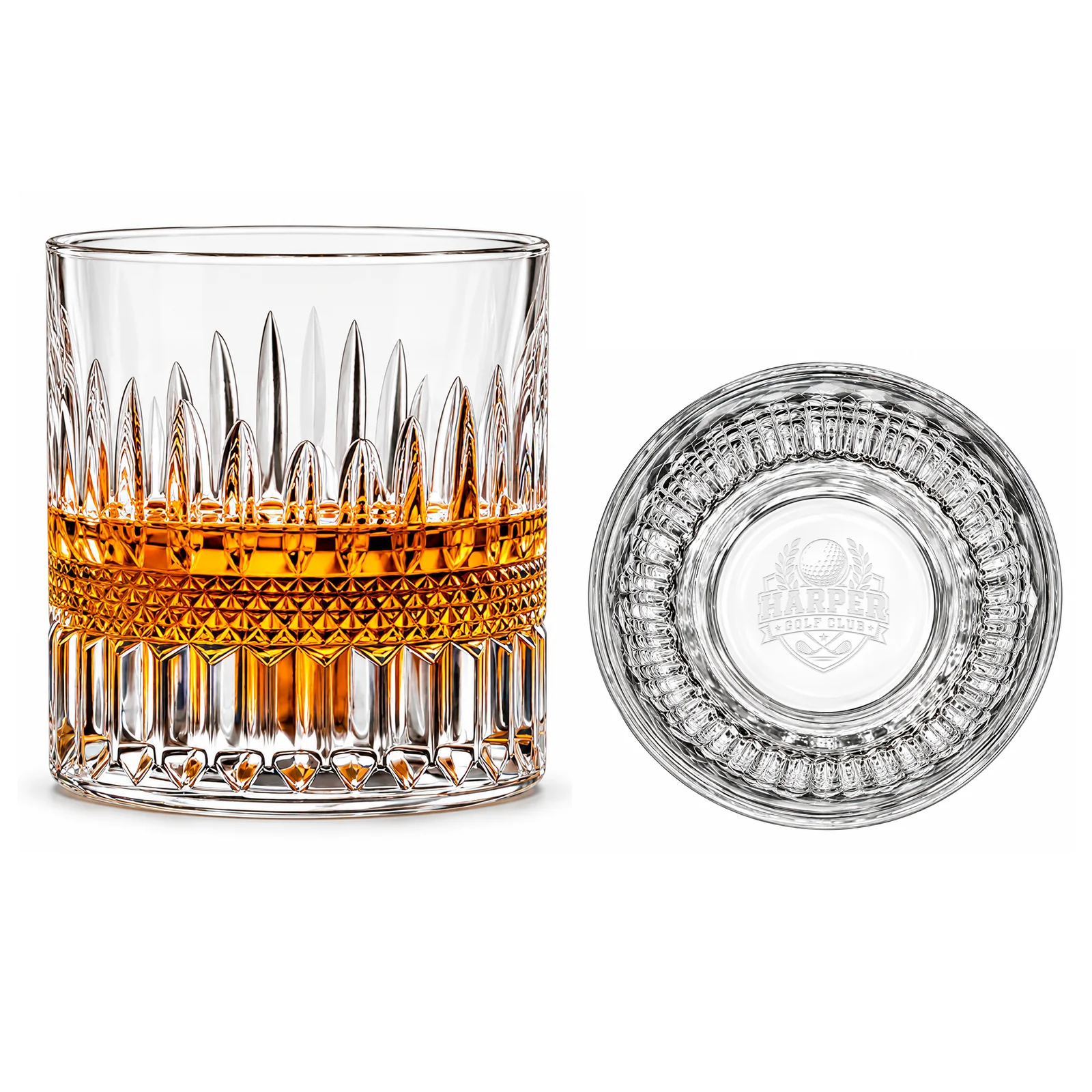 Personalized Heritage Cut Whiskey Glass – 10.4 oz with example custom logo