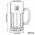 Personalized Large Beer Stein – 36.6 oz dimensions guide
