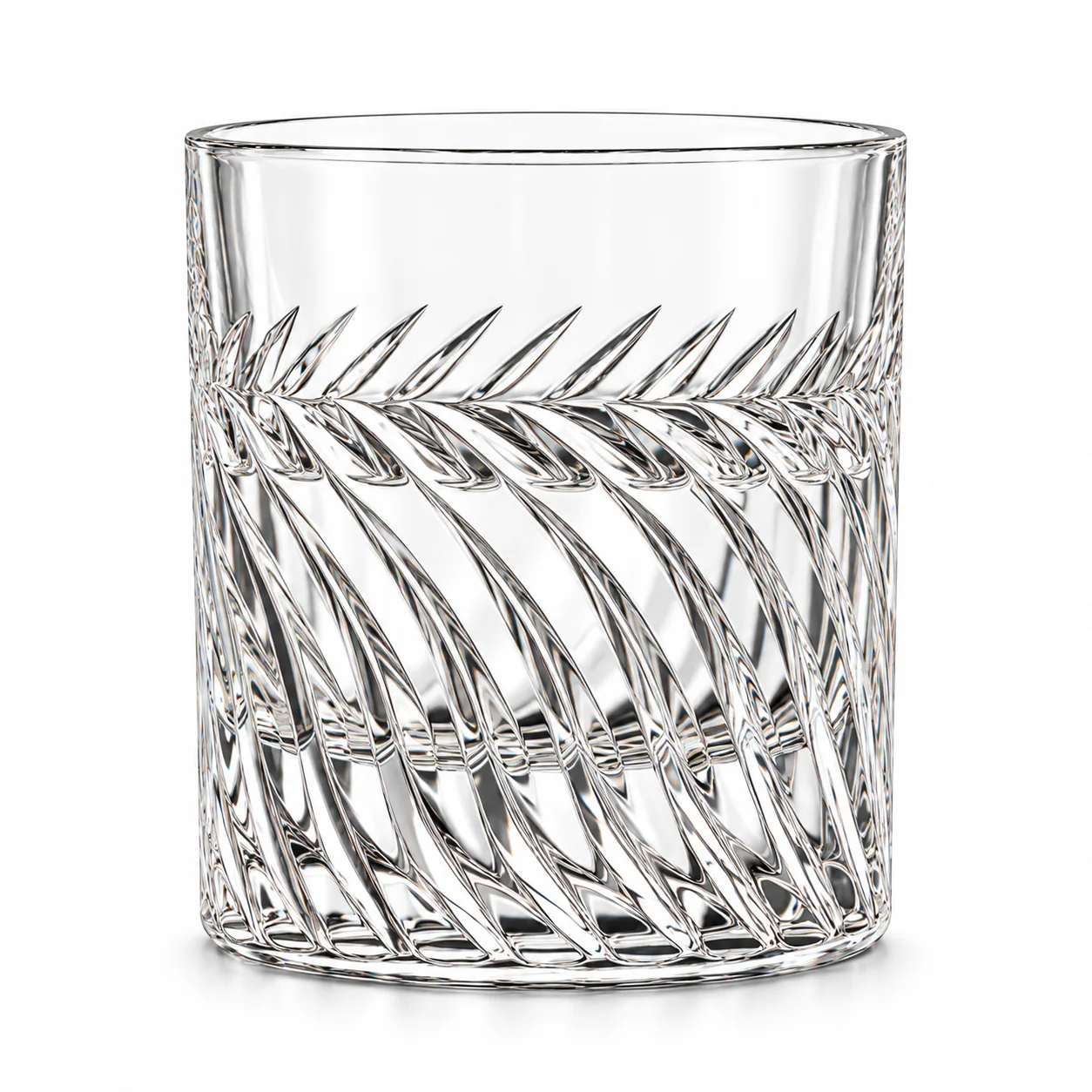 Undecorated clear Laurel Cut Whiskey Glass – 10.4 oz