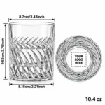 Personalized Laurel Cut Whiskey Glass – 10.4 oz dimensions guide