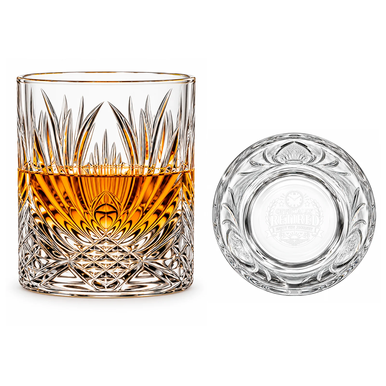 Personalized Pineapple Cut Whiskey Glass – 10.4 oz with example custom logo