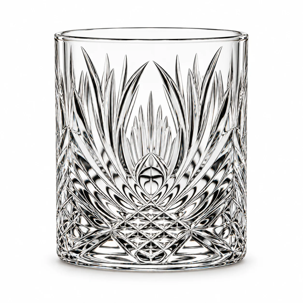 Undecorated clear Pineapple Cut Whiskey Glass – 10.4 oz