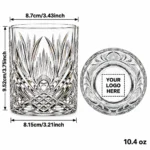 Personalized Pineapple Cut Whiskey Glass – 10.4 oz dimensions guide