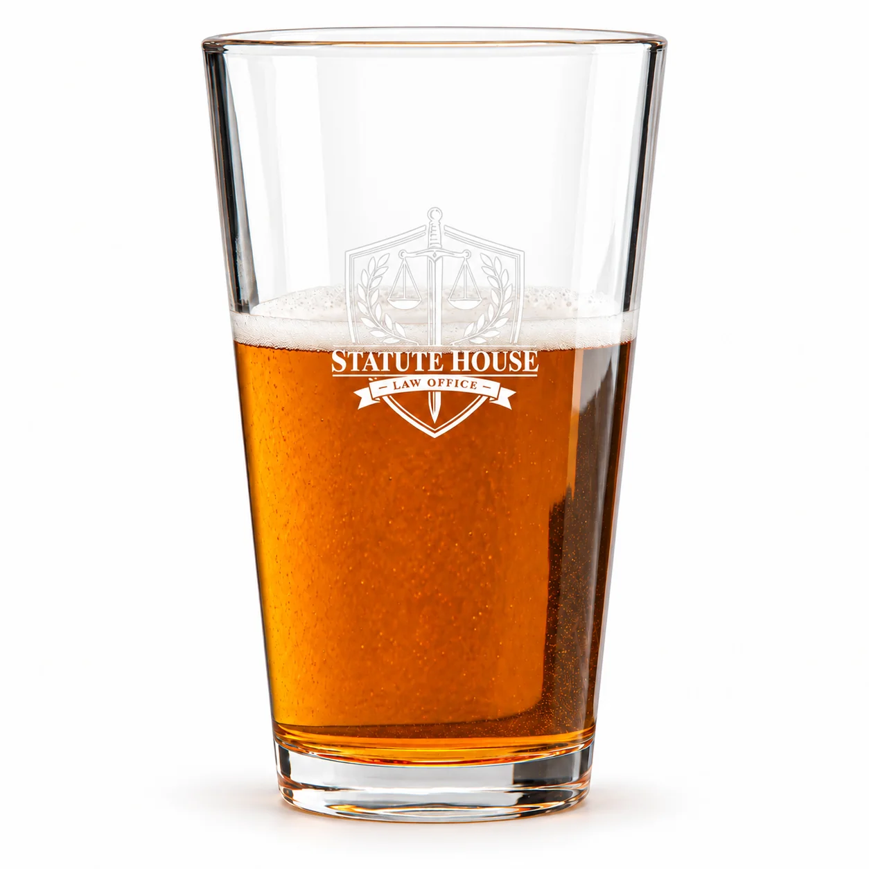 Personalized Pint Glass – 16.9 oz with example custom logo