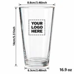 Personalized Pint Glass – 16.9 oz dimensions guide