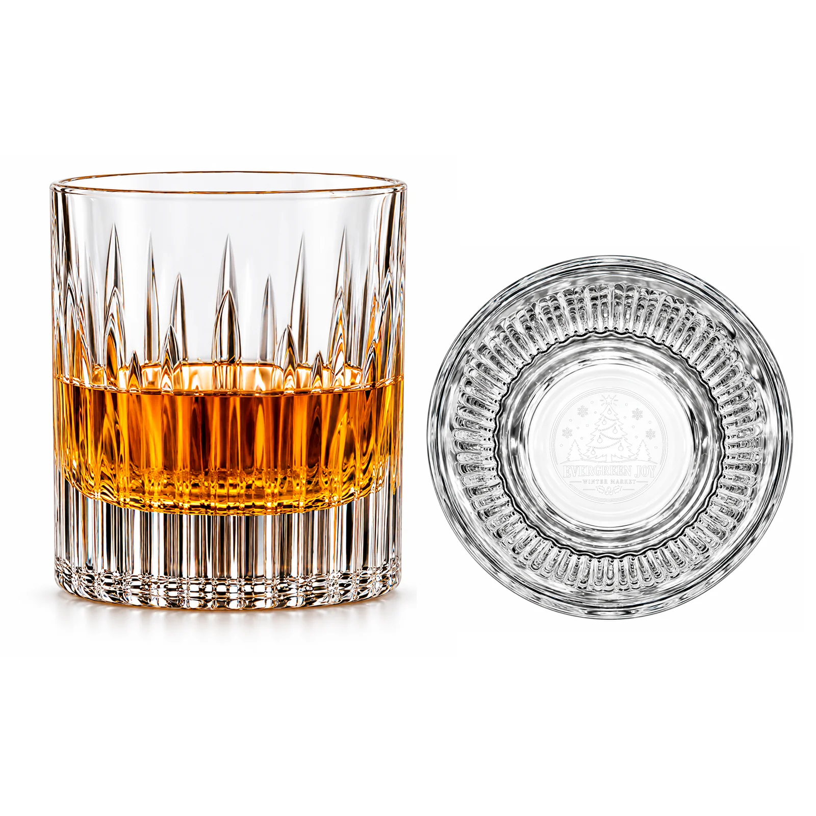 Personalized Ribbed Whiskey Glass – 10.4 oz with example custom logo