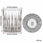 Personalized Ribbed Whiskey Glass – 10.4 oz dimensions guide