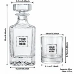 Personalized Square Whiskey Decanter Set – 25 oz / 12.7 oz dimensions guide