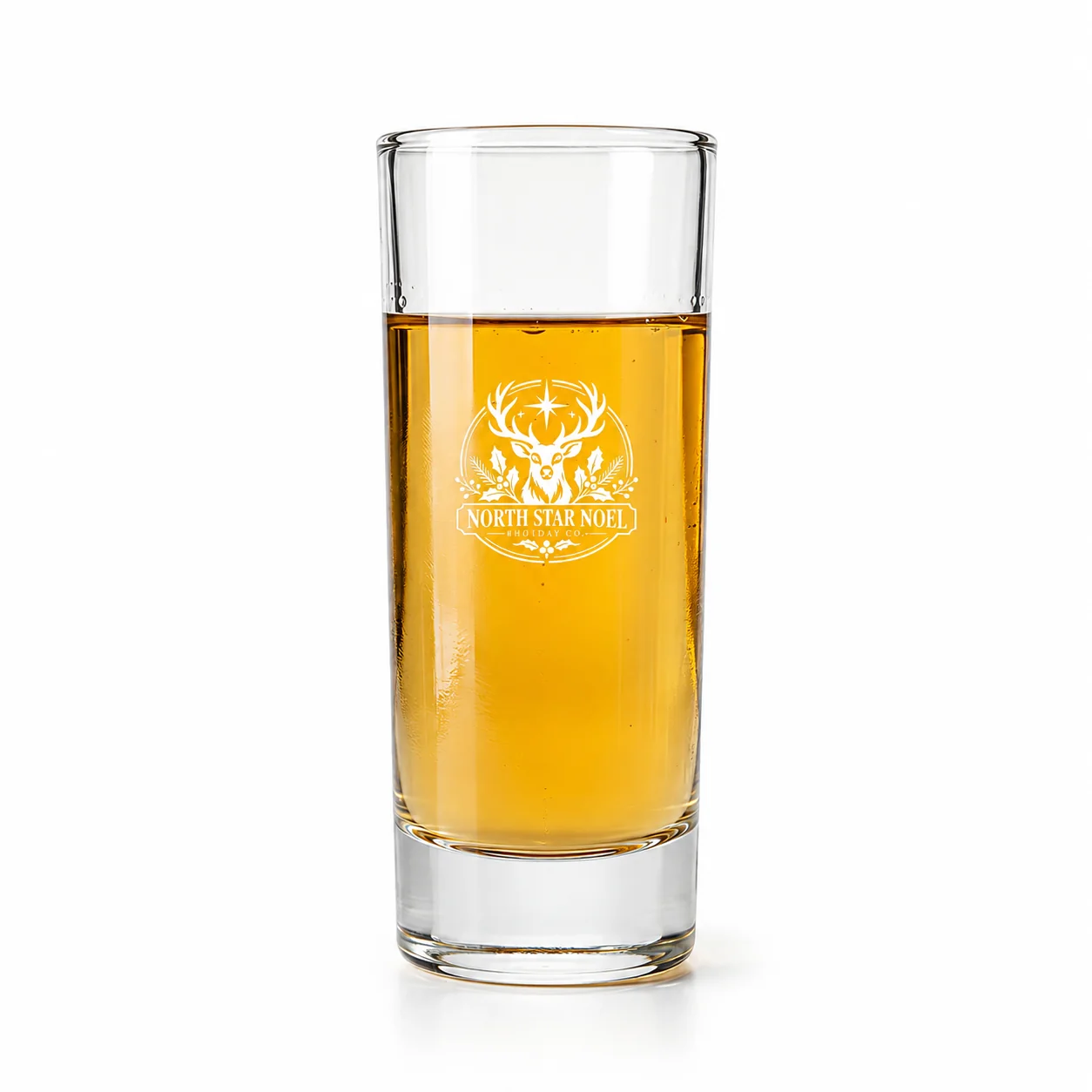 Personalized Tall Shot Glass – 2 oz with example custom logo