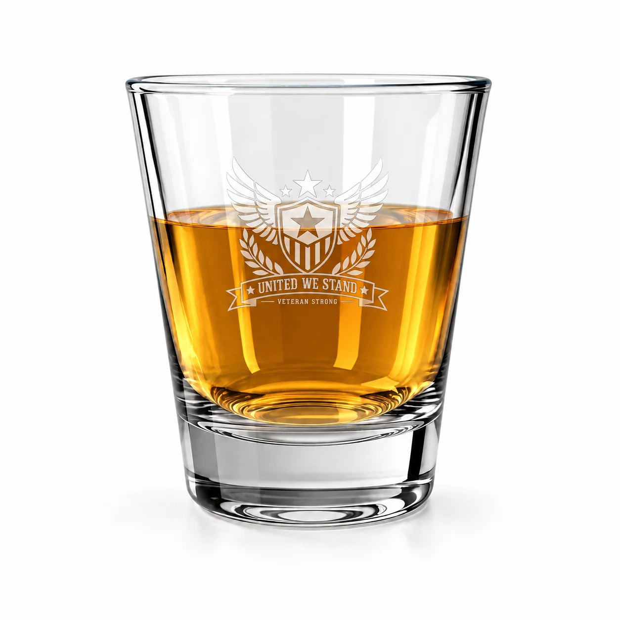 Personalized Tapered Shot Glass – 1.9 oz with example custom logo